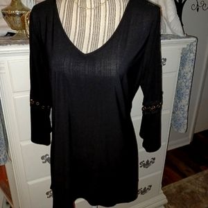 New Direction black 3/4 bell sleeves, v-neck, size L